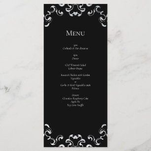 Menu Mariage gothique argenté et noir