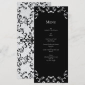 Menu Mariage gothique au tourbillon argent et noir (Devant / Derrière)