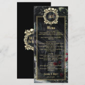 Menu Mariage gothique avec des roses florales sur des r (Devant / Derrière)