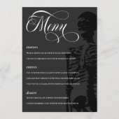 Menu Mariage gothique avec un beau script squelette som (Devant)