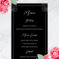 Menu Mariage gothique du crâne noir et blanc