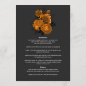 Menu Mariage gothique élégant orange et noir (Dos)