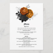 Menu Mariage gothique élégant orange et noir (Devant)