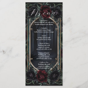 Menu Mariage gothique floral Halloween aux roses noires