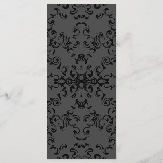 Menu Mariage gothique gris et noir (Dos)