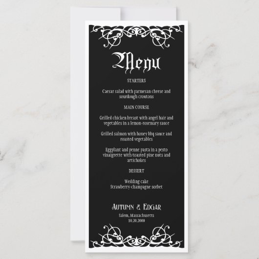 Menu Mariage gothique Halloween (Devant)