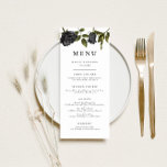 Menu Mariage gothique Halloween | Blanc<br><div class="desc">Menu mariage de thème gothique halloween avec illustration de roses noirs sur un arrière - plan blanc. Ce design vintage est parfait pour un hallomarrié !</div>