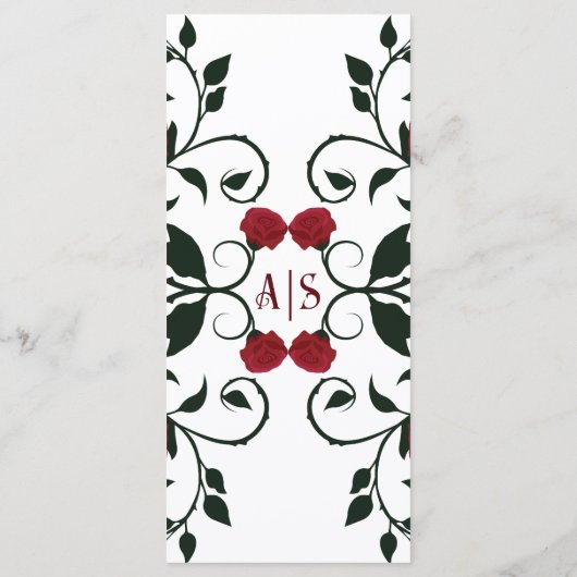 Menu Mariage gothique Laisser Red Roses Moody Mariage (Dos)