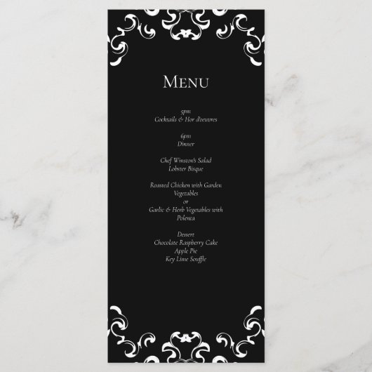 Menu Mariage gothique noir et blanc (Devant)
