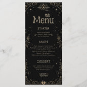 Menu Mariage gothique noir et effrayant Tarot (Devant)