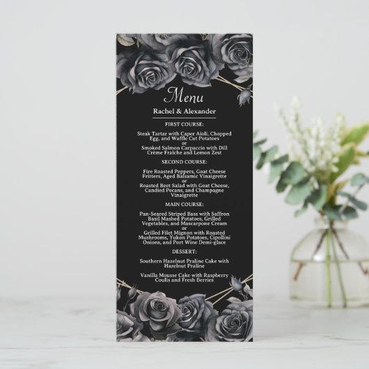 Menu Mariage gothique Noir foncé Floral Gothique M (Debout devant)