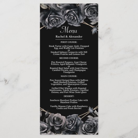 Menu Mariage gothique Noir foncé Floral Gothique M (Devant)