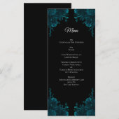 Menu Mariage gothique noir Rose turquoise (Devant / Derrière)