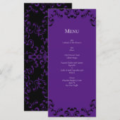 Menu Mariage gothique noir violet (Devant / Derrière)