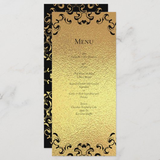 Menu Mariage gothique or et noir (Devant / Derrière)