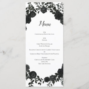 Menu Mariage gothique Rose blanc et noir