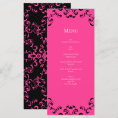 Menu Mariage gothique rose chaud et noir (Devant / Derrière)
