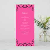 Menu Mariage gothique rose chaud et noir (Debout devant)