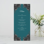 Menu Mariage gothique Rose gris-noir turquoise (Debout devant)