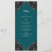 Menu Mariage gothique Rose gris-noir turquoise (Devant)