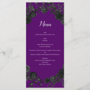 Menu Mariage gothique Rose violet et noir