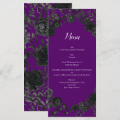 Menu Mariage gothique Rose violet et noir (Devant / Derrière)