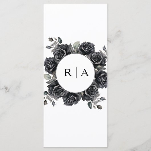 Menu Mariage gothique Roses noires Menu Gothique F (Dos)