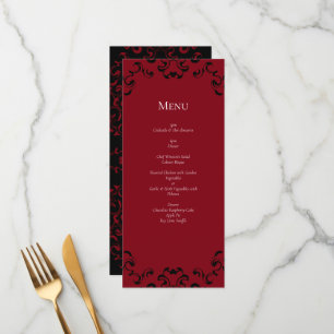 Menu Mariage gothique rouge et noir