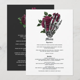 Menu Mariage gothique squelette floral de Bourgogne