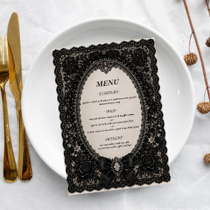 Menu Mariage gothique victorien en dentelle noire de lu