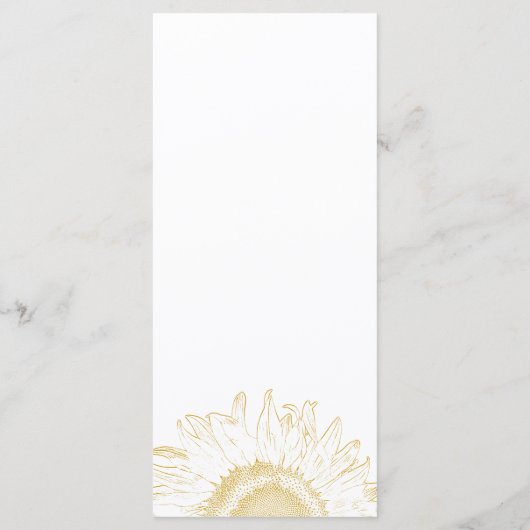 Menu Mariage graphique de tournesol jaune (Dos)