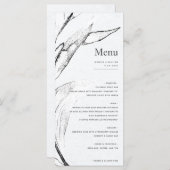 Menu Mariage graphique moderne à feuilles blanches et n (Devant / Derrière)