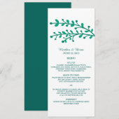 Menu Mariage Green Simple Foliage (Devant / Derrière)