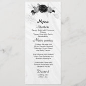 Menu mariage gris argenté et fleurs noires (Devant)