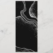Menu mariage gris argenté et fleurs noires (Dos)