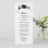 Menu mariage gris argenté et fleurs noires (Debout devant)