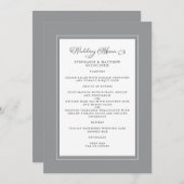 Menu Mariage gris et blanc Frontières modernes et chics (Devant / Derrière)