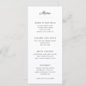 Menu Mariage gris et blanc simple (Devant / Derrière)