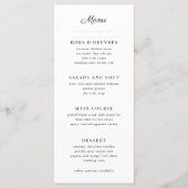Menu Mariage gris et blanc simple (Devant)