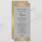 Menu Mariage gris et or chic (Devant / Derrière)