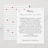 menu mariage gris et rouge petit coeur (Devant / Derrière)