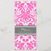 Menu mariage Gris rose Damas motif (Dos)