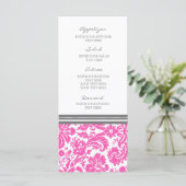 Menu mariage Gris rose Damas motif (Debout devant)