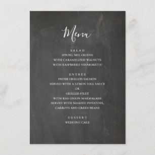 Menu Mariage gris tableau noir. Moderne simple tableau