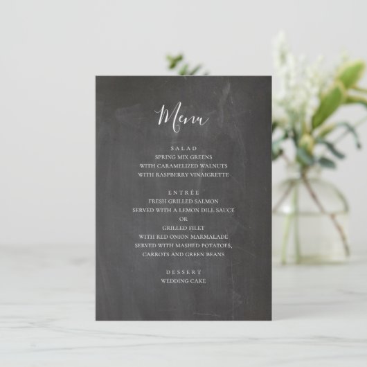 Menu Mariage gris tableau noir. Tableau simple moderne (Debout devant)