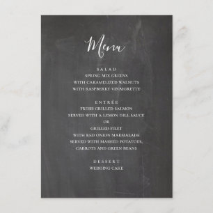Menu Mariage gris tableau noir. Tableau simple moderne