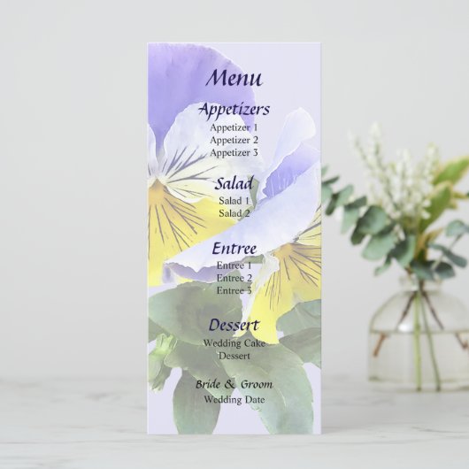 Menu Mariage Groupe de volets jaune et violet (Debout devant)