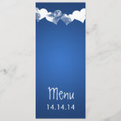 Menu Mariage Grunge Hearts Blue (Devant)