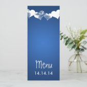 Menu Mariage Grunge Hearts Blue (Debout devant)