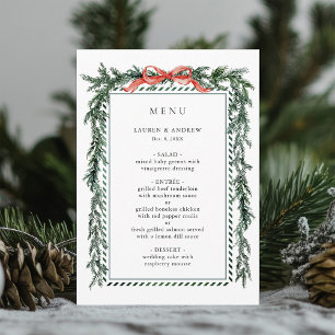Menu Mariage Guirlande de Pin Aquarelle